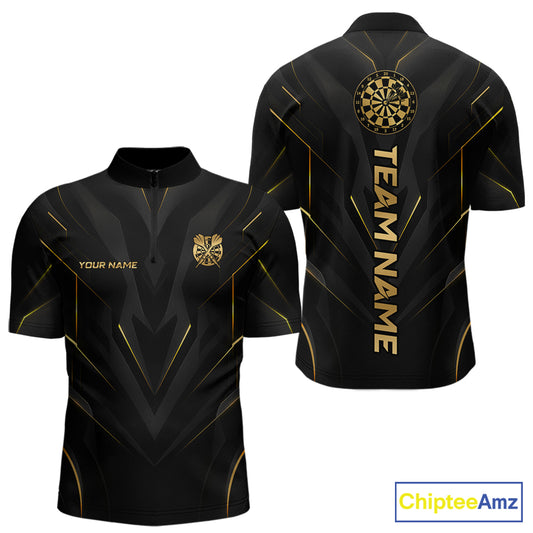 Black and Gold Dartboard Custom Darts Shirt for Men Darts Team Jerseys Dartboard Shirt NNT302