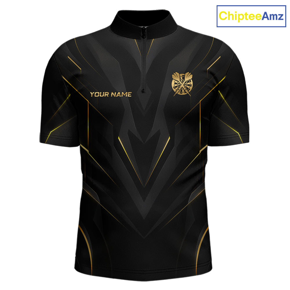 Black and Gold Dartboard Custom Darts Shirt for Men Darts Team Jerseys Dartboard Shirt NNT302
