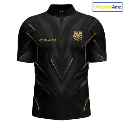 Black and Gold Dartboard Custom Darts Shirt for Men Darts Team Jerseys Dartboard Shirt NNT302