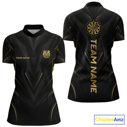 Black and Gold Dartboard Custom Darts Shirt for Women Darts Team Jerseys Dartboard Shirt NNT302