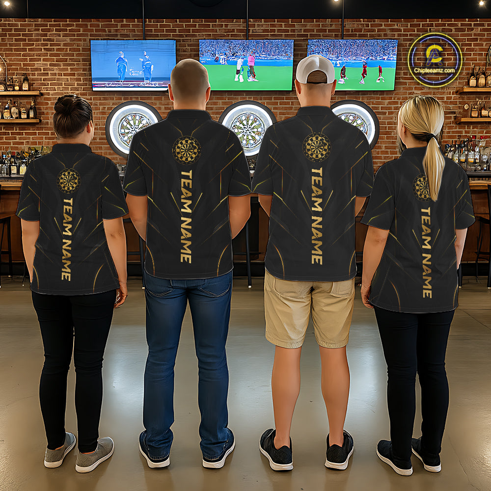 Black and Gold Dartboard Custom Darts Shirt for Women Darts Team Jerseys Dartboard Shirt NNT302