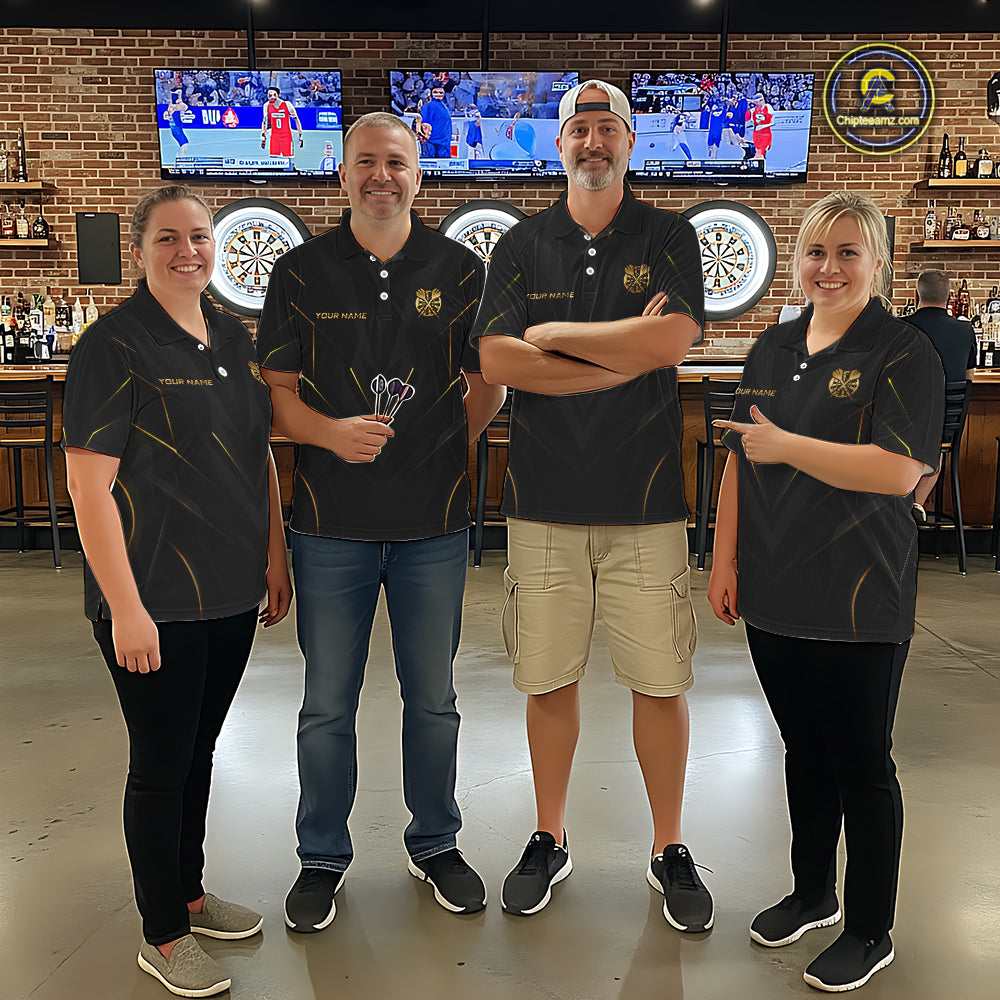 Black and Gold Dartboard Custom Darts Shirt for Women Darts Team Jerseys Dartboard Shirt NNT302