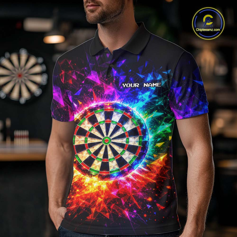 Colorful Diamond Dartboard Custom Dart Shirts for Men Dart Team Jerseys Polo & 1/4 Zip NNT369