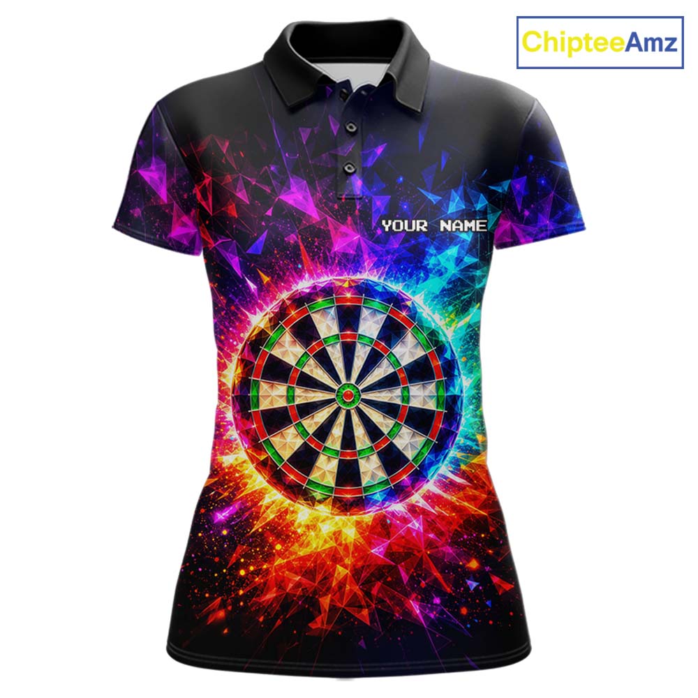 Colorful Diamond Dartboard Custom Dart Shirts for Women Dart Team Jerseys Polo & 1/4 Zip NNT369