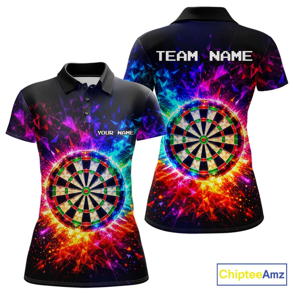 Colorful Diamond Dartboard Custom Dart Shirts for Women Dart Team Jerseys Polo & 1/4 Zip NNT369