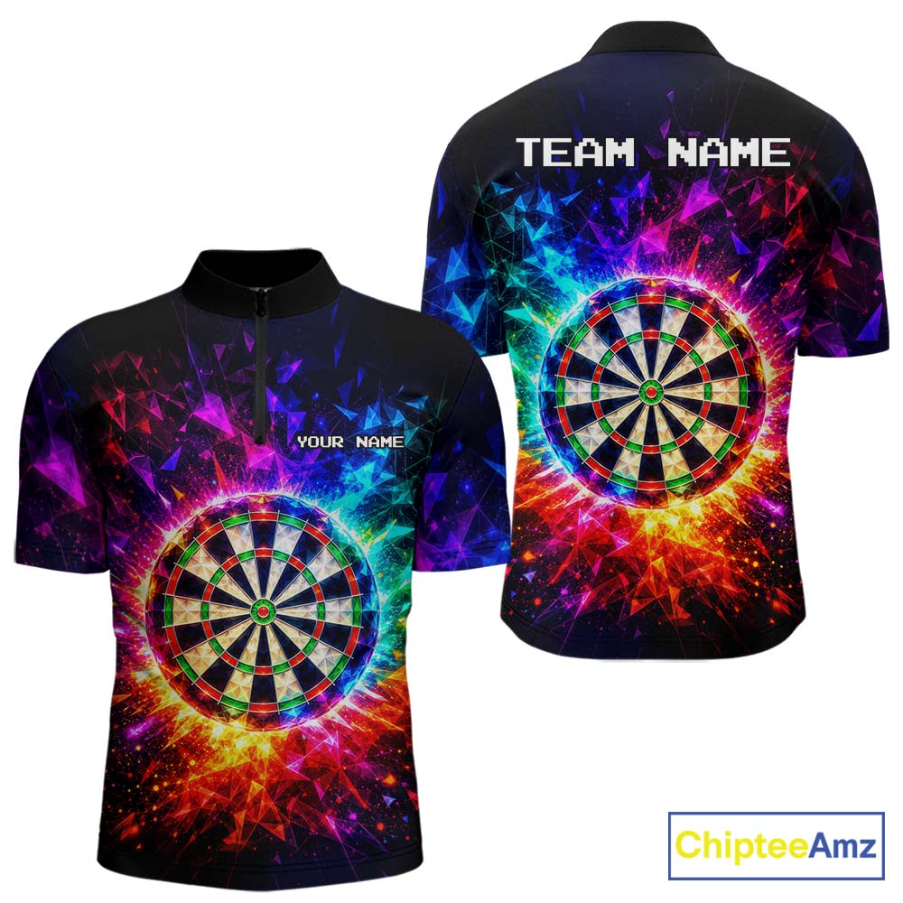 Colorful Diamond Dartboard Custom Dart Shirts for Men Dart Team Jerseys Polo & 1/4 Zip NNT369