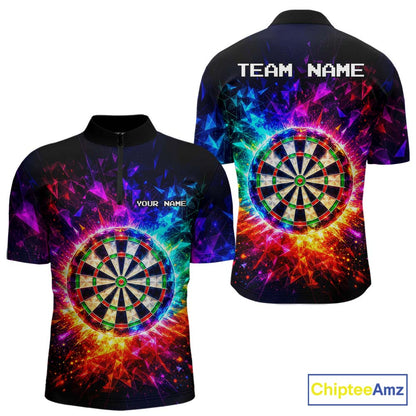 Colorful Diamond Dartboard Custom Dart Shirts for Men Dart Team Jerseys Polo & 1/4 Zip NNT369