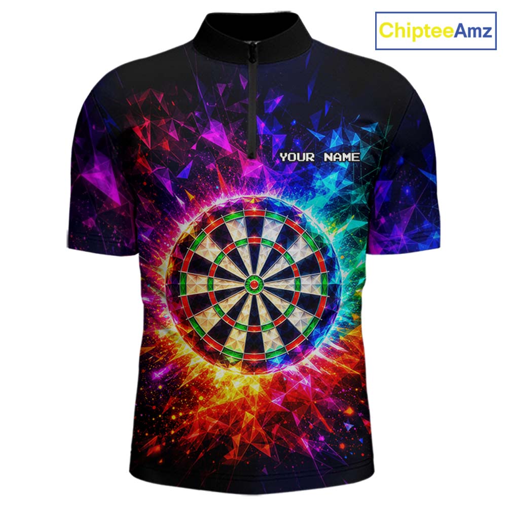 Colorful Diamond Dartboard Custom Dart Shirts for Men Dart Team Jerseys Polo & 1/4 Zip NNT369