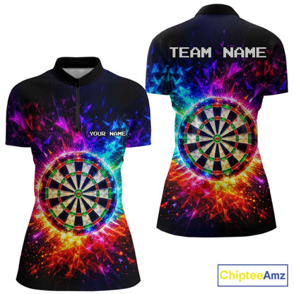 Colorful Diamond Dartboard Custom Dart Shirts for Women Dart Team Jerseys Polo & 1/4 Zip NNT369