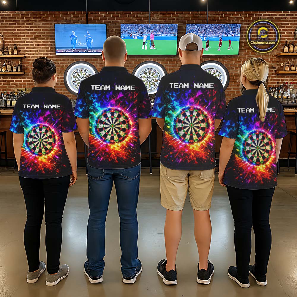 Colorful Diamond Dartboard Custom Dart Shirts for Women Dart Team Jerseys Polo & 1/4 Zip NNT369