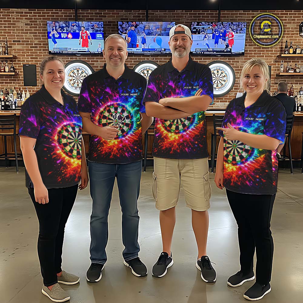 Colorful Diamond Dartboard Custom Dart Shirts for Women Dart Team Jerseys Polo & 1/4 Zip NNT369