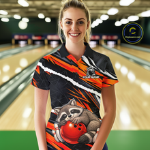 Load image into Gallery viewer, Custom Orange Raccoon Funny Bowling Jersey for Women Bowling Team Shirts Polo &amp; 1/4 Zip HNT247