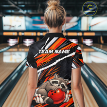 Load image into Gallery viewer, Custom Orange Raccoon Funny Bowling Jersey for Women Bowling Team Shirts Polo &amp; 1/4 Zip HNT247