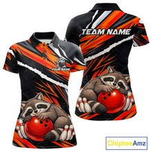 Load image into Gallery viewer, Custom Orange Raccoon Funny Bowling Jersey for Women Bowling Team Shirts Polo &amp; 1/4 Zip HNT247