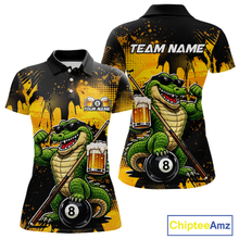 Load image into Gallery viewer, Custom Beer Alligator 8 Ball Pool Shirts Billiard Shirt for Women Billiard Team Jersey Billiard League NNT182