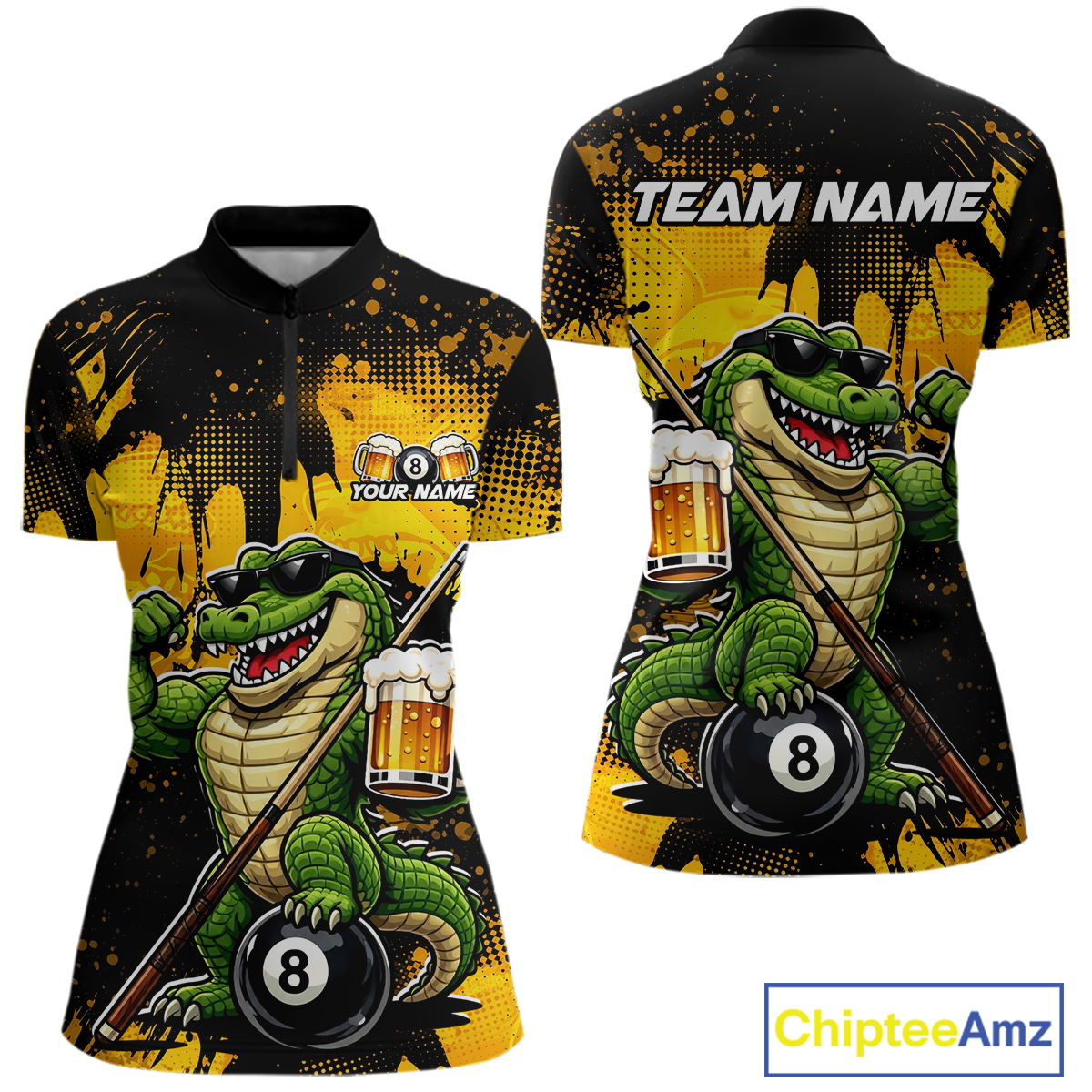 Custom Beer Alligator 8 Ball Pool Shirts Billiard Shirt for Women Billiard Team Jersey Billiard League NNT182