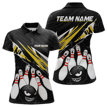 Load image into Gallery viewer, Custom Yellow Funny Bowling Jersey for Women Bowling Uniform Polo &amp; 1/4 Zip Bowling Team Shirts HNT128