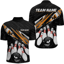 Load image into Gallery viewer, Custom Orange Funny Bowling Jersey for Men Bowling Uniform Polo &amp; 1/4 Zip Bowling Team Shirts HNT128