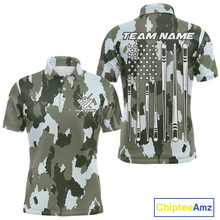 Load image into Gallery viewer, Custom Green Camo 8 Ball Billiard Shirts for Men Billiard League Billiard Team Shirts NNT106