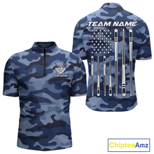 Load image into Gallery viewer, Custom Blue Camo 8 Ball Billiard Shirts for Men Billiard League Billiard Team Shirts NNT106