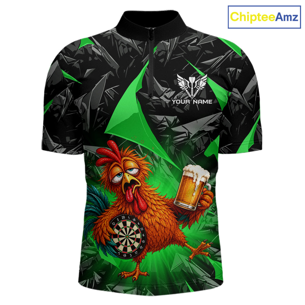 Custom Green Funny Chicken Drunk Darts Shirt for Men Darts Team Jerseys Dartboard Shirt NNT305