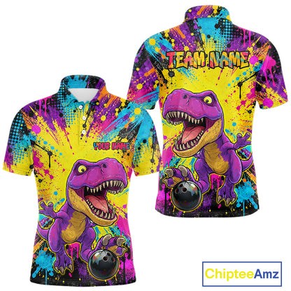 Custom Graffiti Funny Dinosaur Bowling Jersey for Men Bowling Team Shirt Bowling League HNT614