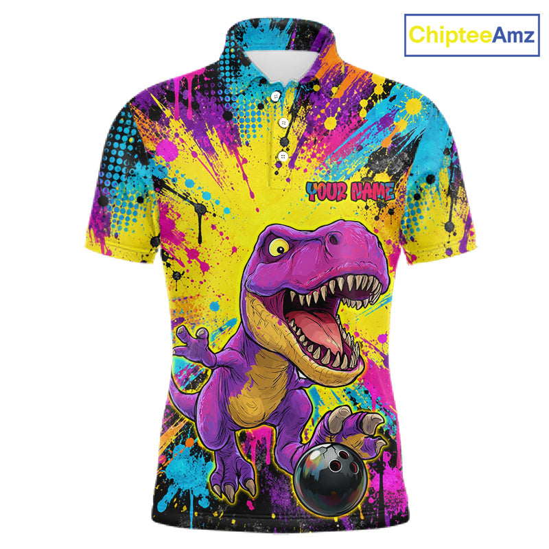 Custom Graffiti Funny Dinosaur Bowling Jersey for Men Bowling Team Shirt Bowling League HNT614