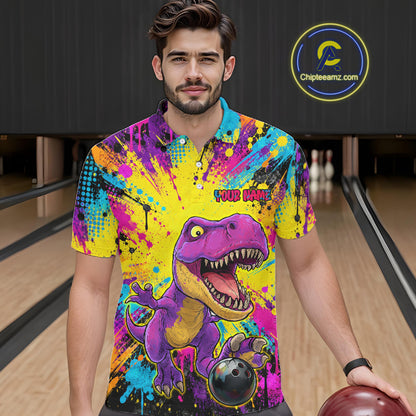Custom Graffiti Funny Dinosaur Bowling Jersey for Men Bowling Team Shirt Bowling League HNT614