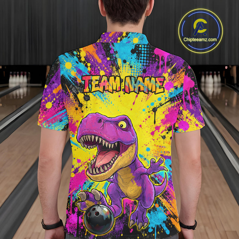 Custom Graffiti Funny Dinosaur Bowling Jersey for Men Bowling Team Shirt Bowling League HNT614