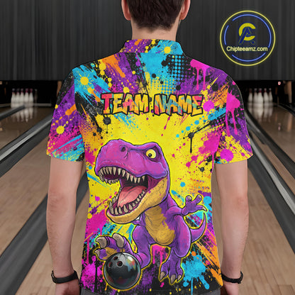 Custom Graffiti Funny Dinosaur Bowling Jersey for Men Bowling Team Shirt Bowling League HNT614