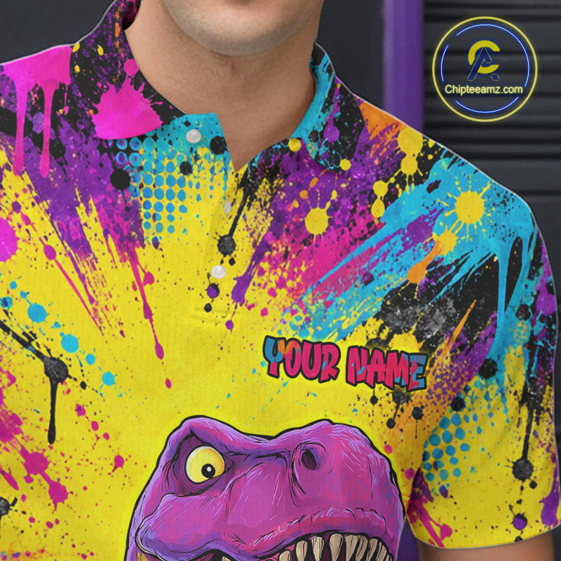 Custom Graffiti Funny Dinosaur Bowling Jersey for Men Bowling Team Shirt Bowling League HNT614