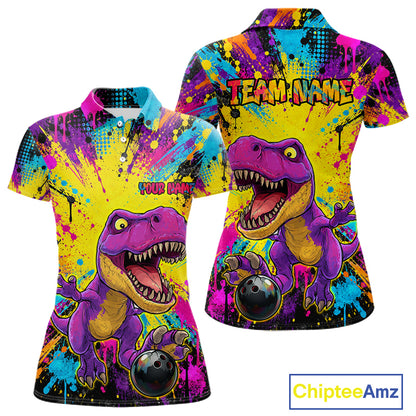 Custom Graffiti Funny Dinosaur Bowling Jersey for Women Bowling Team Shirt Bowling League HNT614
