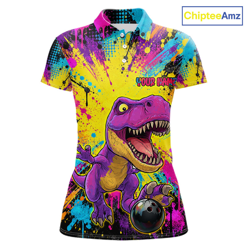 Custom Graffiti Funny Dinosaur Bowling Jersey for Women Bowling Team Shirt Bowling League HNT614