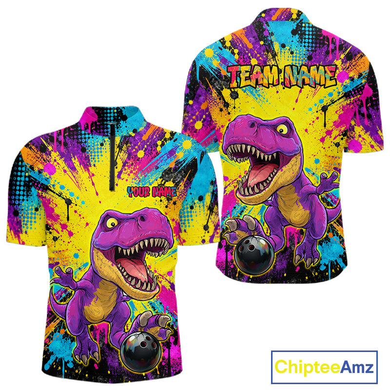 Custom Graffiti Funny Dinosaur Bowling Jersey for Men Bowling Team Shirt Bowling League HNT614
