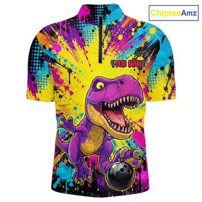 Custom Graffiti Funny Dinosaur Bowling Jersey for Men Bowling Team Shirt Bowling League HNT614