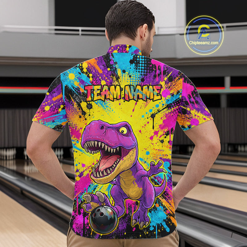 Custom Graffiti Funny Dinosaur Bowling Jersey for Men Bowling Team Shirt Bowling League HNT614
