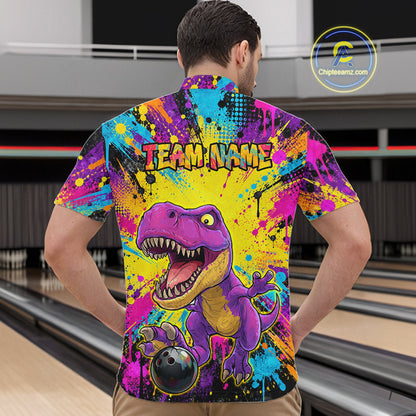 Custom Graffiti Funny Dinosaur Bowling Jersey for Men Bowling Team Shirt Bowling League HNT614