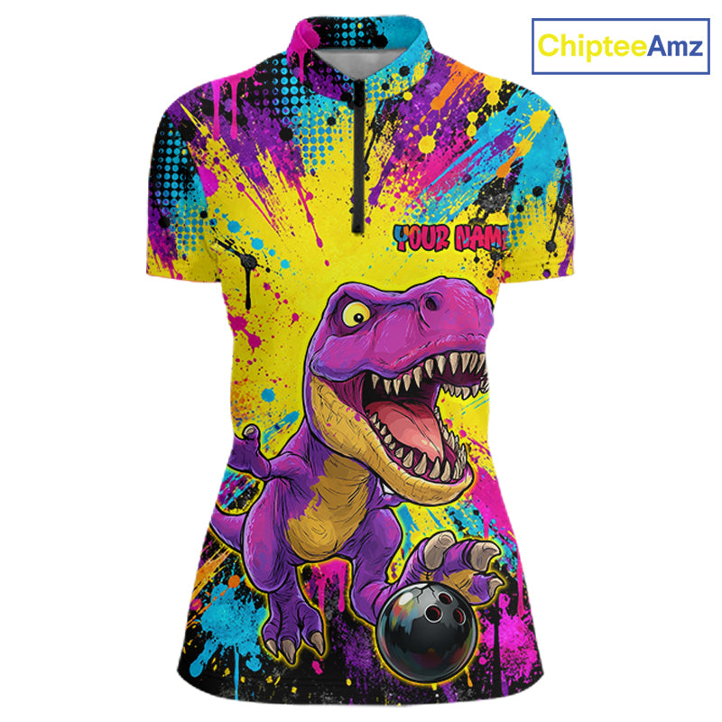 Custom Graffiti Funny Dinosaur Bowling Jersey for Women Bowling Team Shirt Bowling League HNT614