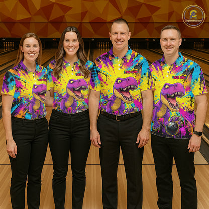 Custom Graffiti Funny Dinosaur Bowling Jersey for Men Bowling Team Shirt Bowling League HNT614