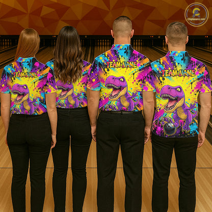 Custom Graffiti Funny Dinosaur Bowling Jersey for Women Bowling Team Shirt Bowling League HNT614