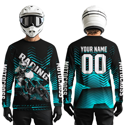 Custom Turquoise Motocross Jersey Racing for Kid Men Women MX Dirt Bike Shirts UPF30+ DNT46