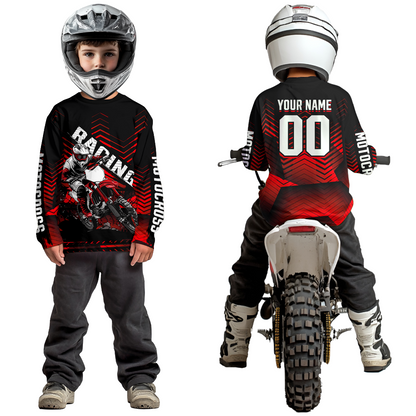 Custom Red Motocross Jersey Racing for Kid Men Women MX Dirt Bike Shirts UPF30+ DNT46
