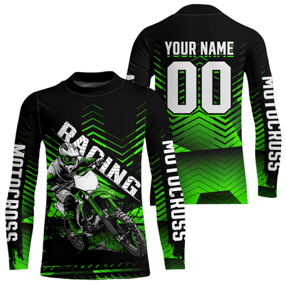 Custom Green Motocross Jersey Racing for Kid Men Women MX Dirt Bike Shirts UPF30+ DNT46