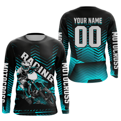 Custom Turquoise Motocross Jersey Racing for Kid Men Women MX Dirt Bike Shirts UPF30+ DNT46