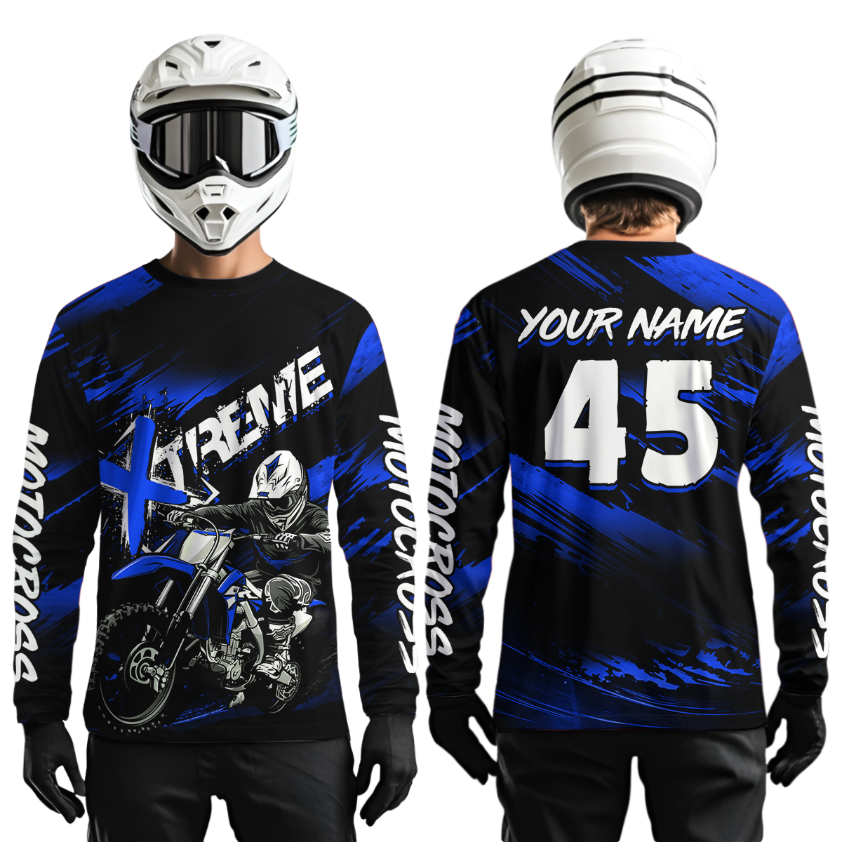 Blue Youth Motocross Jersey Custom Dirt Bike Extreme Shirts for Kid Men Women UPF30+ DNT21