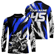 Load image into Gallery viewer, Blue Youth Motocross Shirts MX Racing Custom Dirt Bike Shirts Kid Men Women UPF30+ DNT33