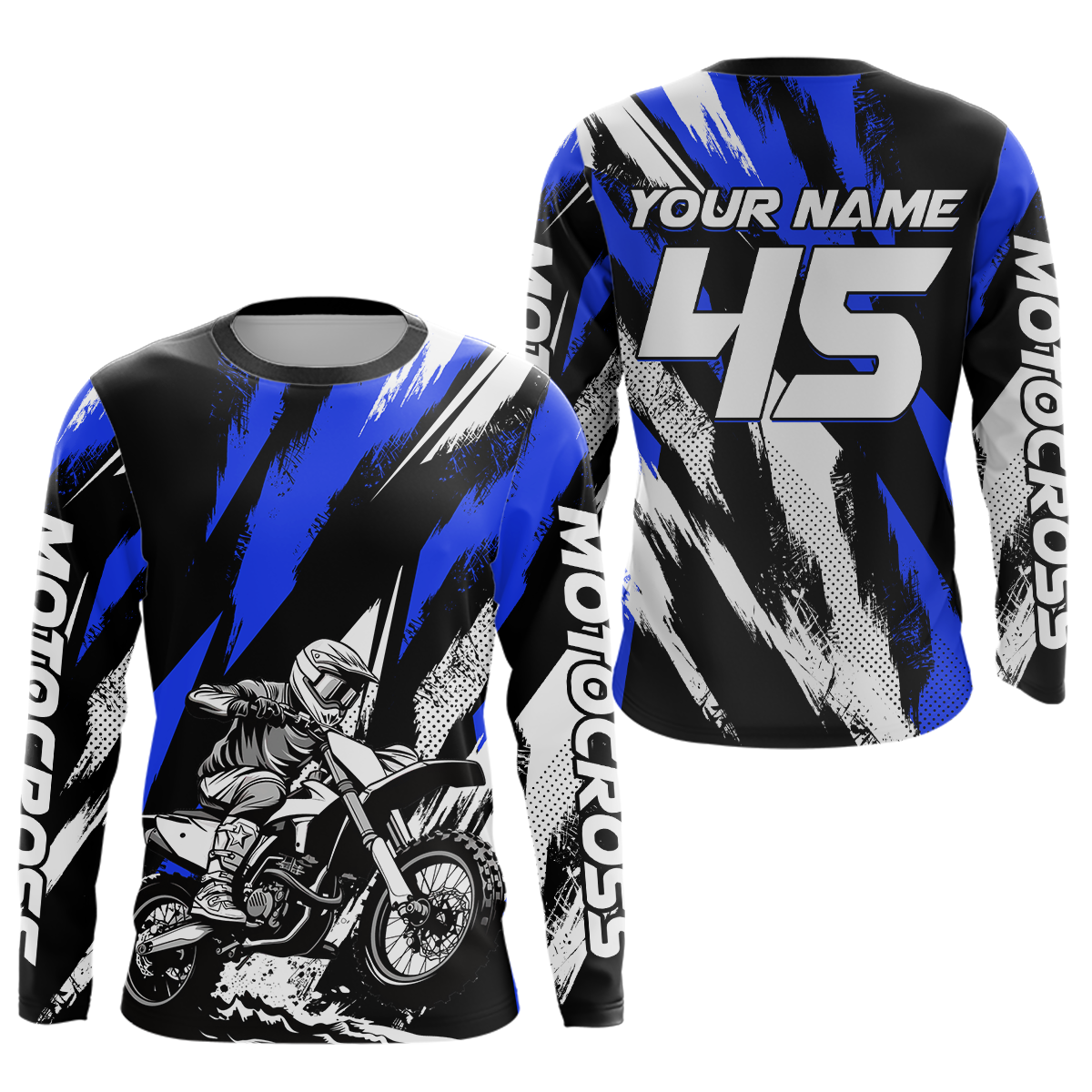 Blue Youth Motocross Shirts MX Racing Custom Dirt Bike Shirts Kid Men Women UPF30+ DNT33