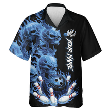 Load image into Gallery viewer, Custom Flame Skull Hawaiin Bowling Jersey for Men Women Bowling Team Shirts Bowling League HNT203