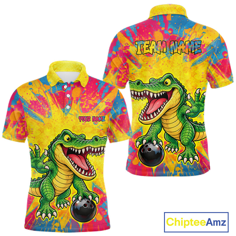 Custom Graffiti Alligator Bowling Jersey for Men Bowling Shirts for Team Bowling League HNT615