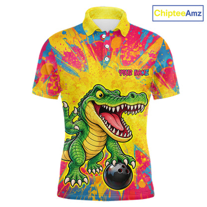 Custom Graffiti Alligator Bowling Jersey for Men Bowling Shirts for Team Bowling League HNT615